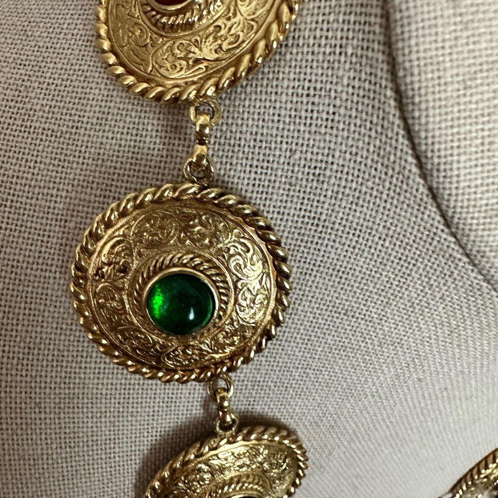 RARE VINTAGE Givenchy Byzantine Coin Style Set with Cabochons - Picture 6 of 11